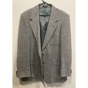 Vintage 100% Wool Gray Brown 40L Tweed Professional Blazer